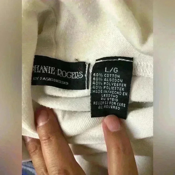 vtg SPEPHANIE ROGERS WHITE LONG SLEEVE TURTLENECK WOMEN LARGE - Picture 6 of 7